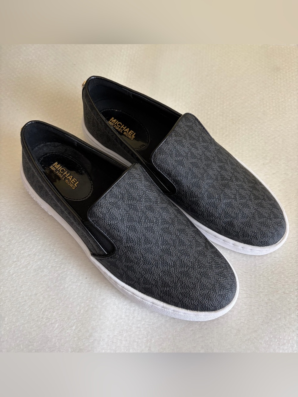 Michael Kors Women’s Black Slip-On Loafers with White Sole Sz  7.5